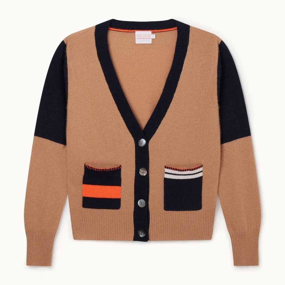 NWT Brodie Cashmere varsity stripe colorblock cardigan